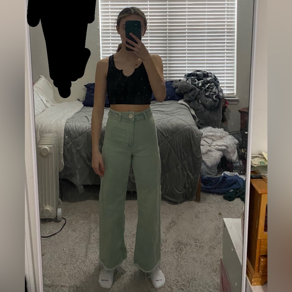 Zara Light Green Denim Jeans